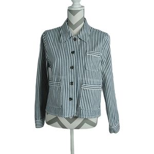 Madewell Striped Jacket Large Blue White